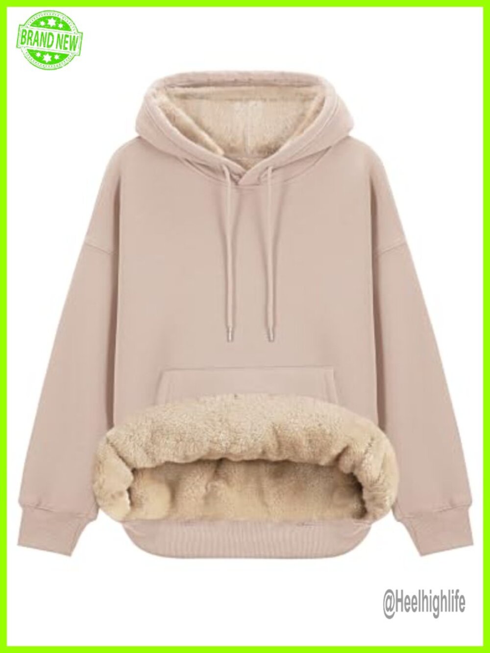 Fleece Sherpa Lined Hoodie Loose Warm Winter Pullover Kangaroo Pocket